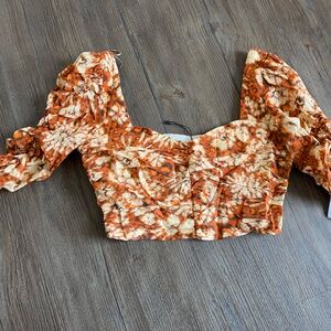 Orange Tie-Dye Off-Shoulder Top